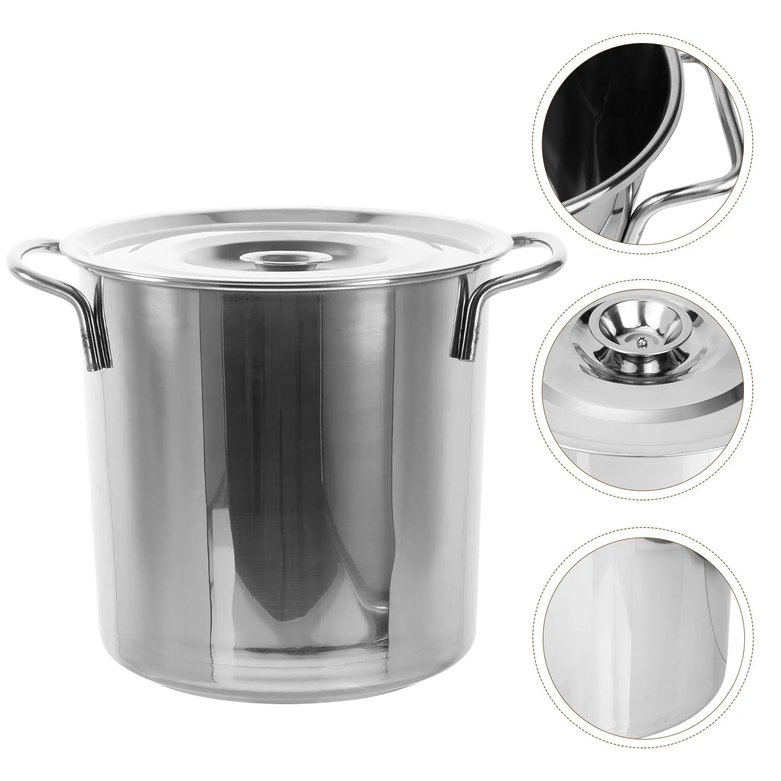 

1pc Stainless Steel Stockpot Large Capacity Soup Pot For Stewing Rice Porridge Brine Multipurpose Cookware Silver