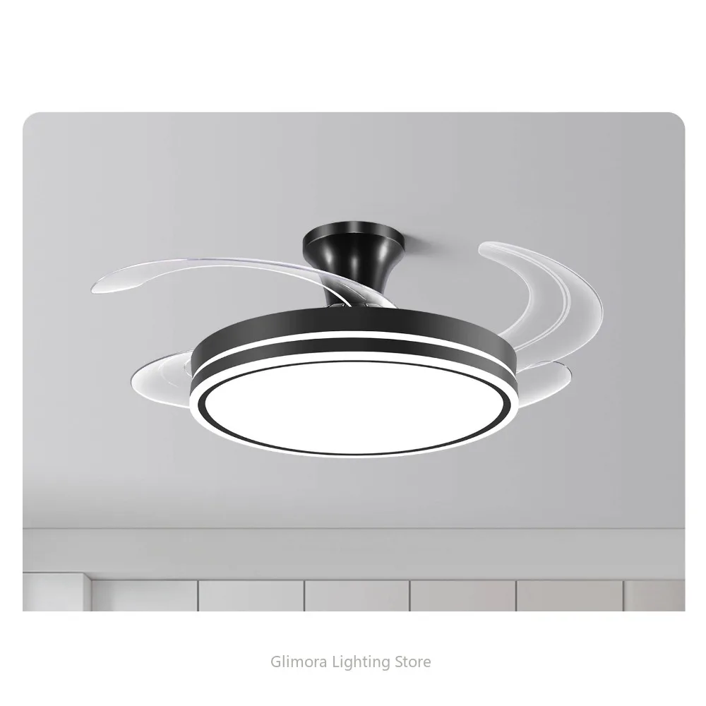Bedroom Fan Light for Dining Room, Integrated Silent Ceiling Pendant Lamp for Master Bedroom Home, Energy-Efficient Fixture