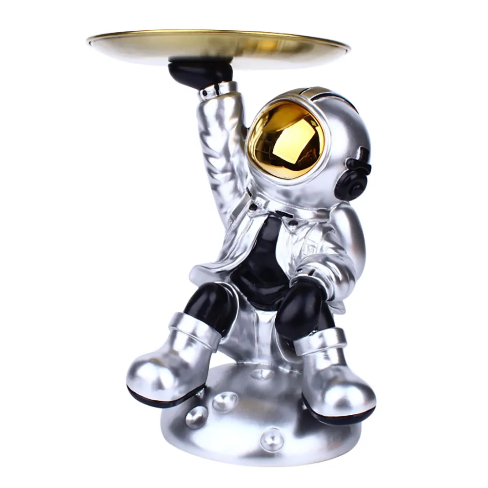 

Astronaut Statue Decor Polyresin Astronaut Figurine Sundries Container Spaceman Ornament Astronaut Statue With Tray