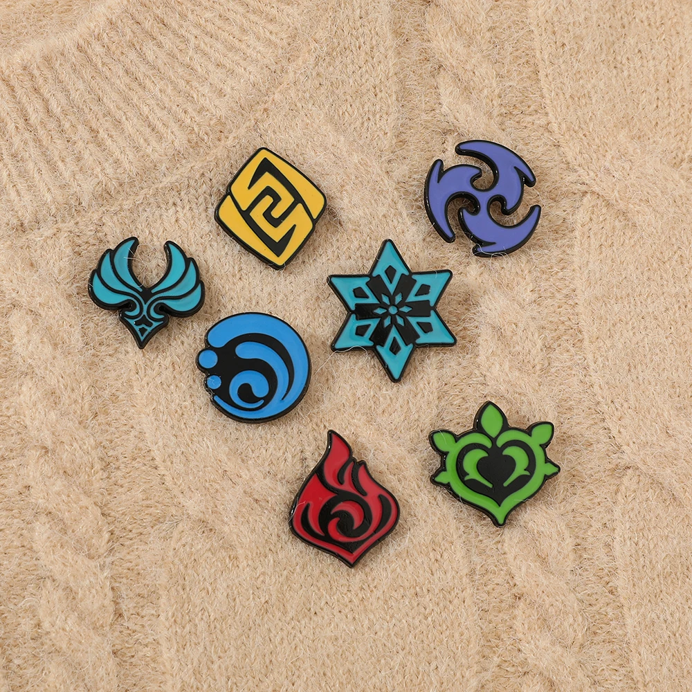 Genshin Impact Badges Enamel Pin Eyes Of God 7 Elements Trendy Game Brooches On Clothes Lapel Pins Jewelry Gift for Friend