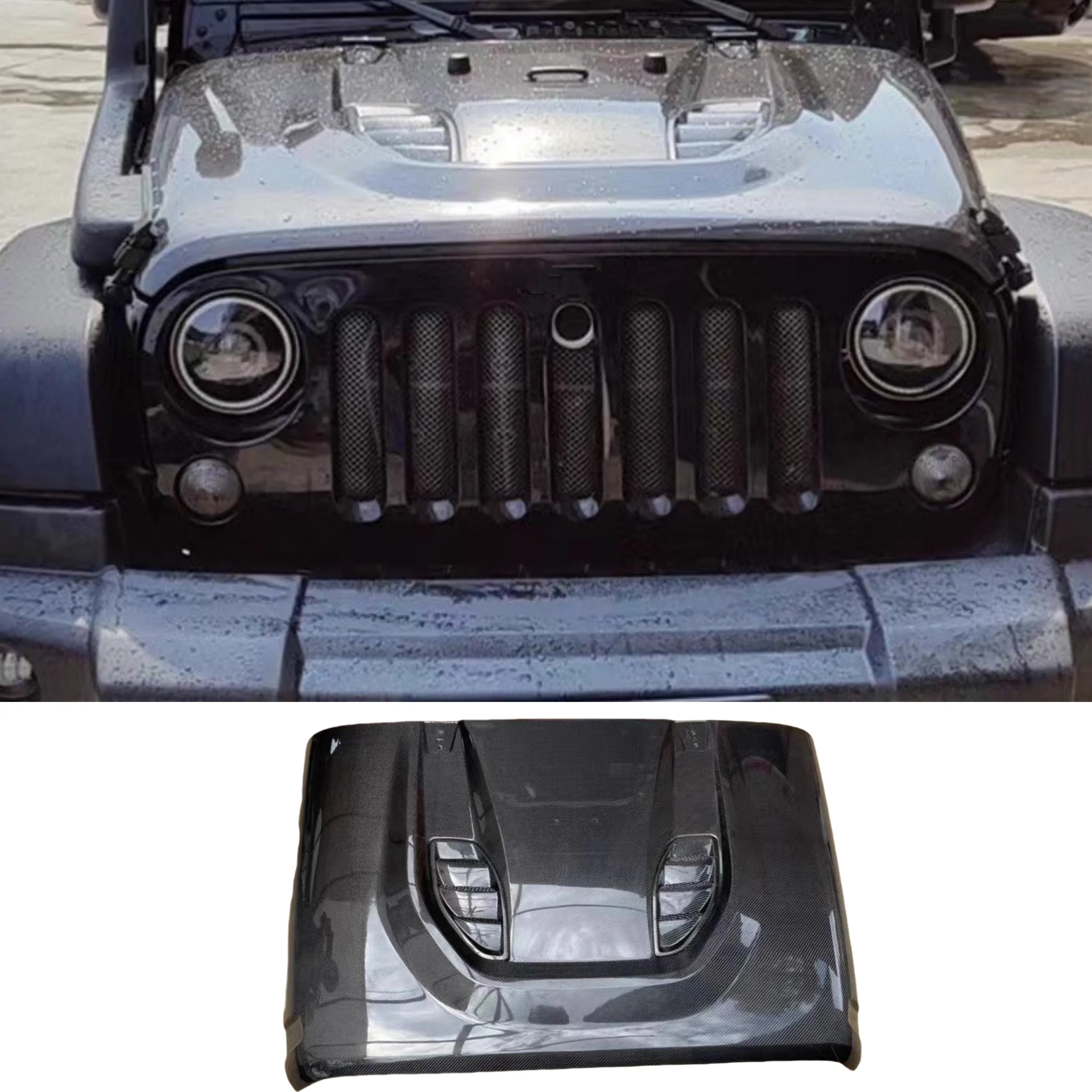 

Крышка двигателя из углеродного волокна, капот для Jeep Wrangler JK, модифицированный капот, совок, комплект кузова, автомобильные аксессуары