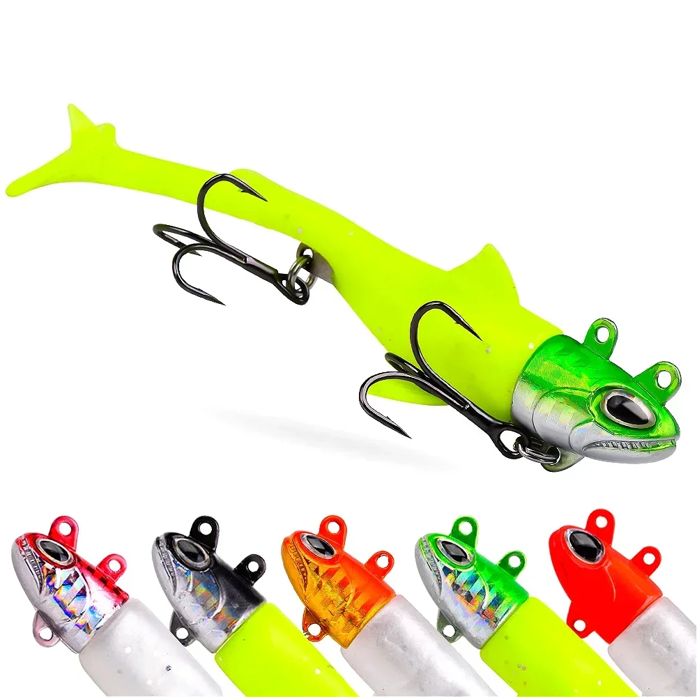 

Soft Pike Lure Silicone T Tail 5pcs for Sea Bass Fishing Lures 17g/40g Freshwater Saltwater Swimbait Artificial Wobbler Tackle