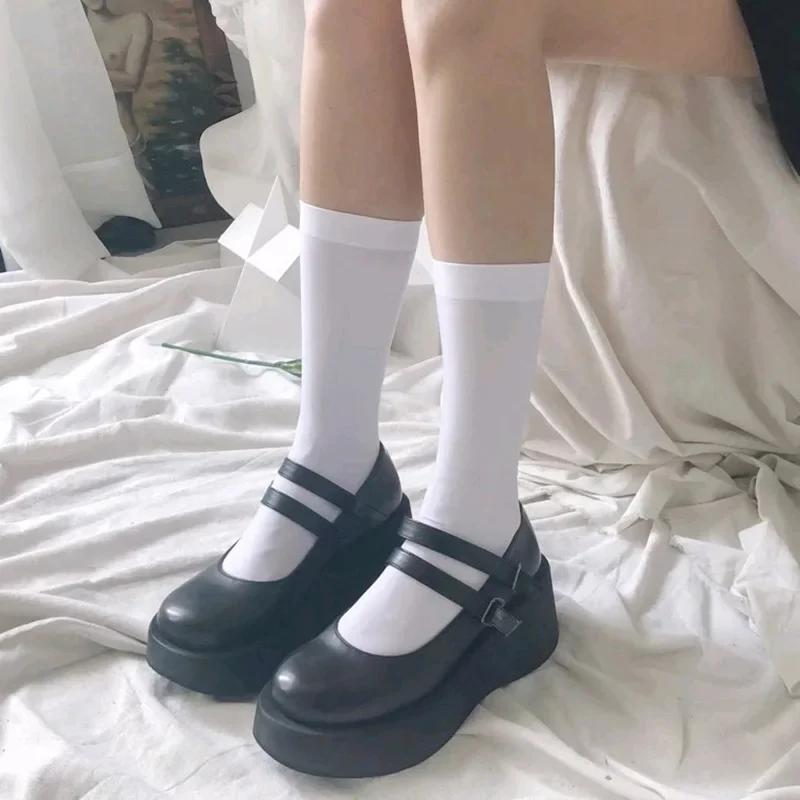 Sexy Nylon Stockings Cute JK Lolita Black White Long Socks Over Knee Thigh High Socks Women Compression Stocking Sock
