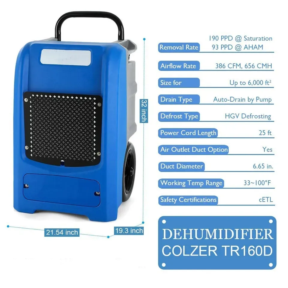 Removal Moisture Industrial Rotational Molding Dehumidifier For Water Damage Restoration