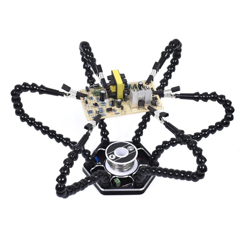 Mani d'aiuto multifunzionali con 6 bracci metallici flessibili a collo cigno Base resistente con dispenser per supporto