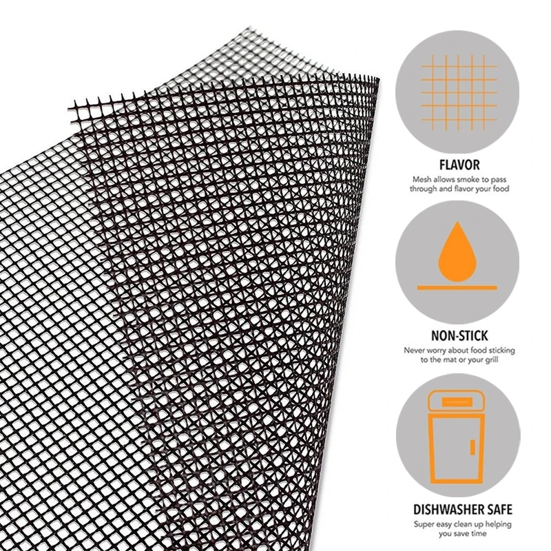 YOMEEI Non-stick Barbecue Grilling Mat Heat Resistant BBQ Mat Reusable Non-stick Coating Barbecue Mesh Outdoor Accessories