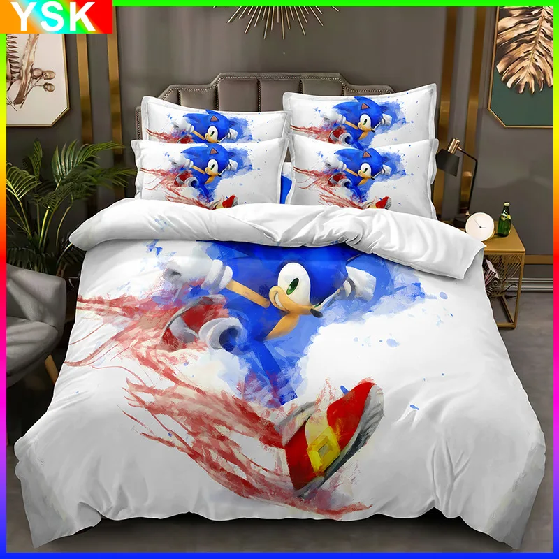 

Sonic Cartoon Bedding Children's Cartoon Quilt Cover Digital Printing Quilt Cover Set Warm Comfortable Fashion Picture