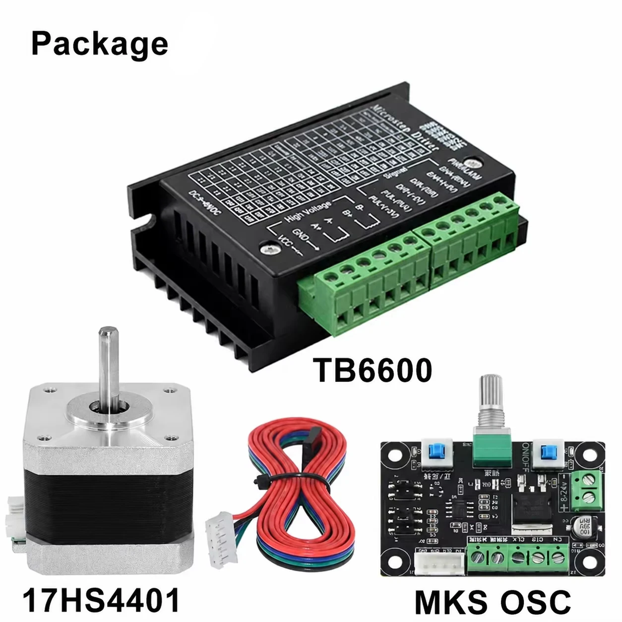Nema17 Stepper Motor Driver Sets 17HS4401+TB6600+MKS OSC Adjustable Forward and Reverse Speed for CNC Engraver Sliding Table