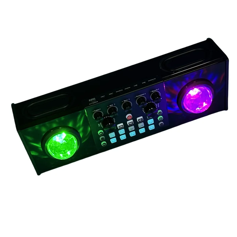 RGB Light Sound Stage BT Speaker Dual Mini Wireless Microphone Home KTV Party Karaoke Portable Home Theatre Made