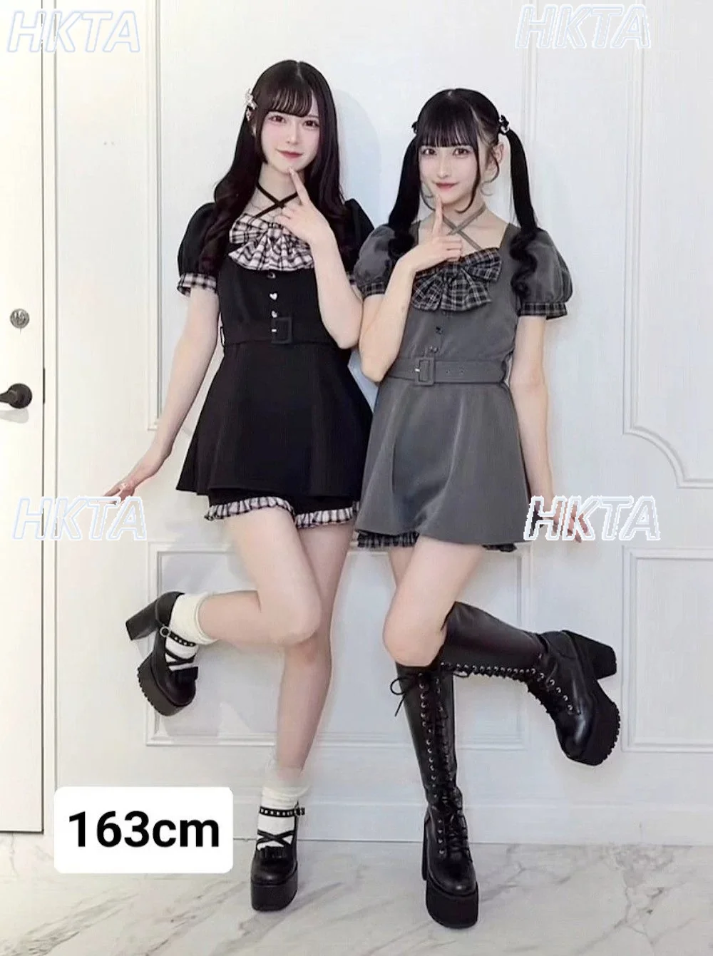 

Japanese Style Bow Tie Belted Plaid A-line Short Dress Women 2026 New Summer Short Sleeve Cute Lolita Dress Shorts 2-piece Set