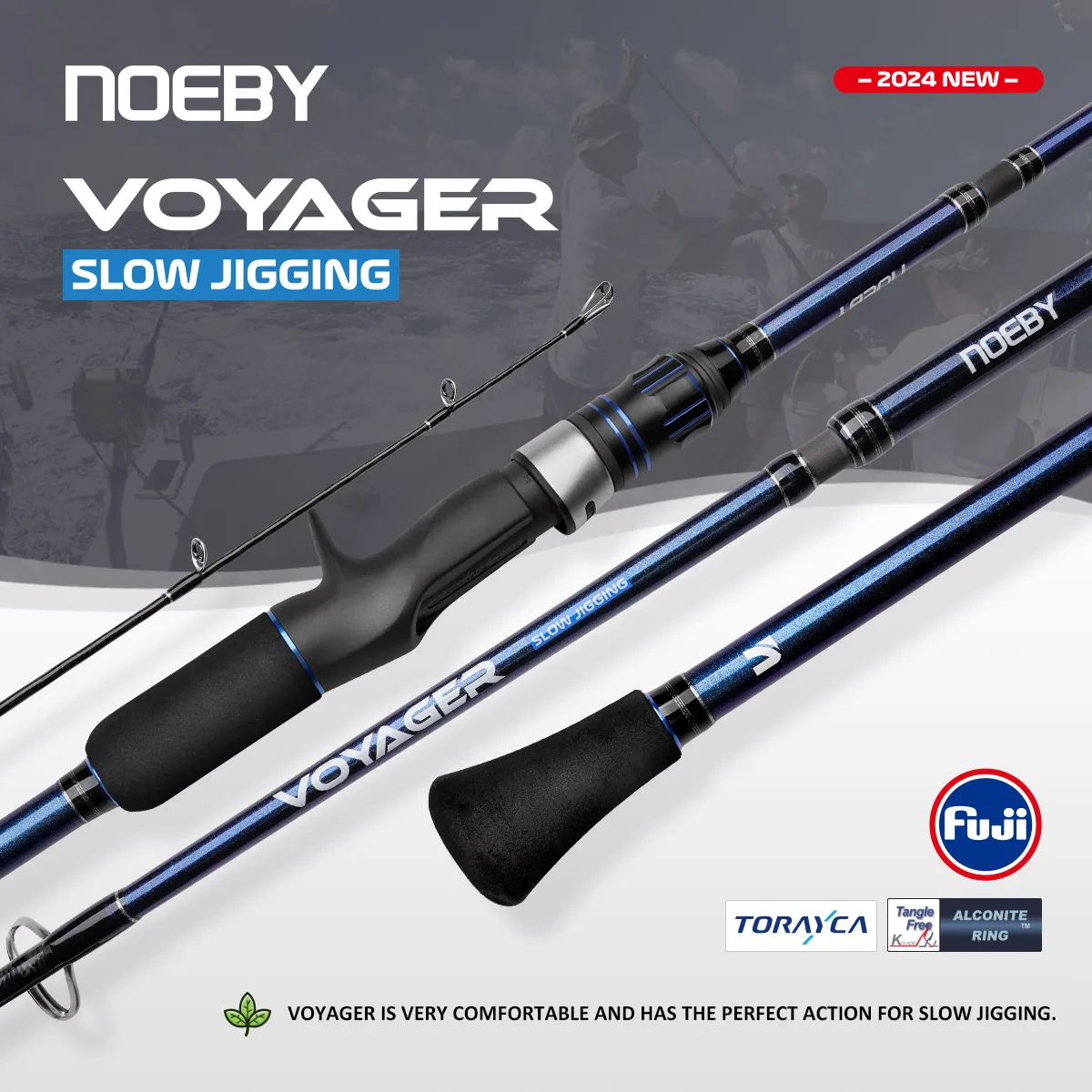 Noeby Caña Jigging Lento ML 20kg Guía Fuji Carbono