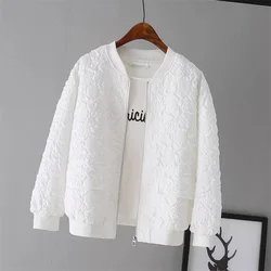 Fashion Women's Short Baseball Jacket 2024 Spring Autumn New Korean Casual White Jacket Top Female Cardigan Zipper Jackets