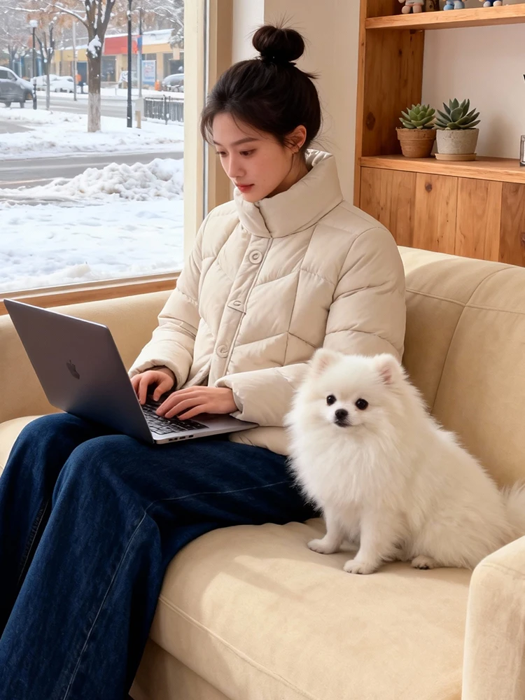 Jaet de algodón Thiened Fce para mujer, abrigo de invierno nuevo Sle de lujo, abrigo coreano holgado para ir al trabajo, fibra de poliéster