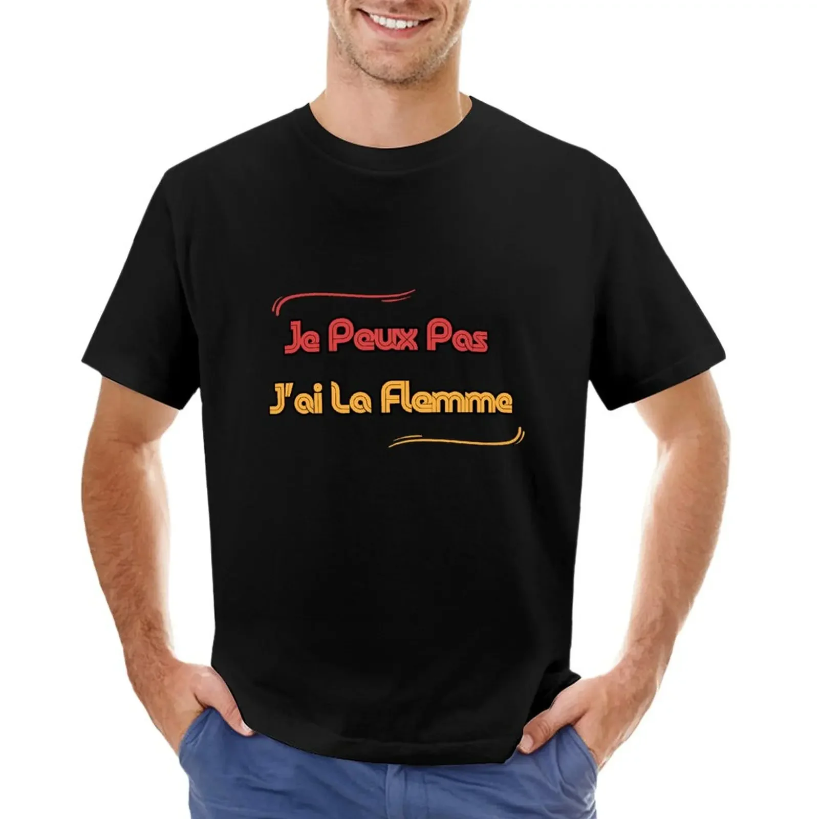 

je peux pas j'ai la flemme T-shirt summer clothes summer top animal prinfor boys plain men t shirt