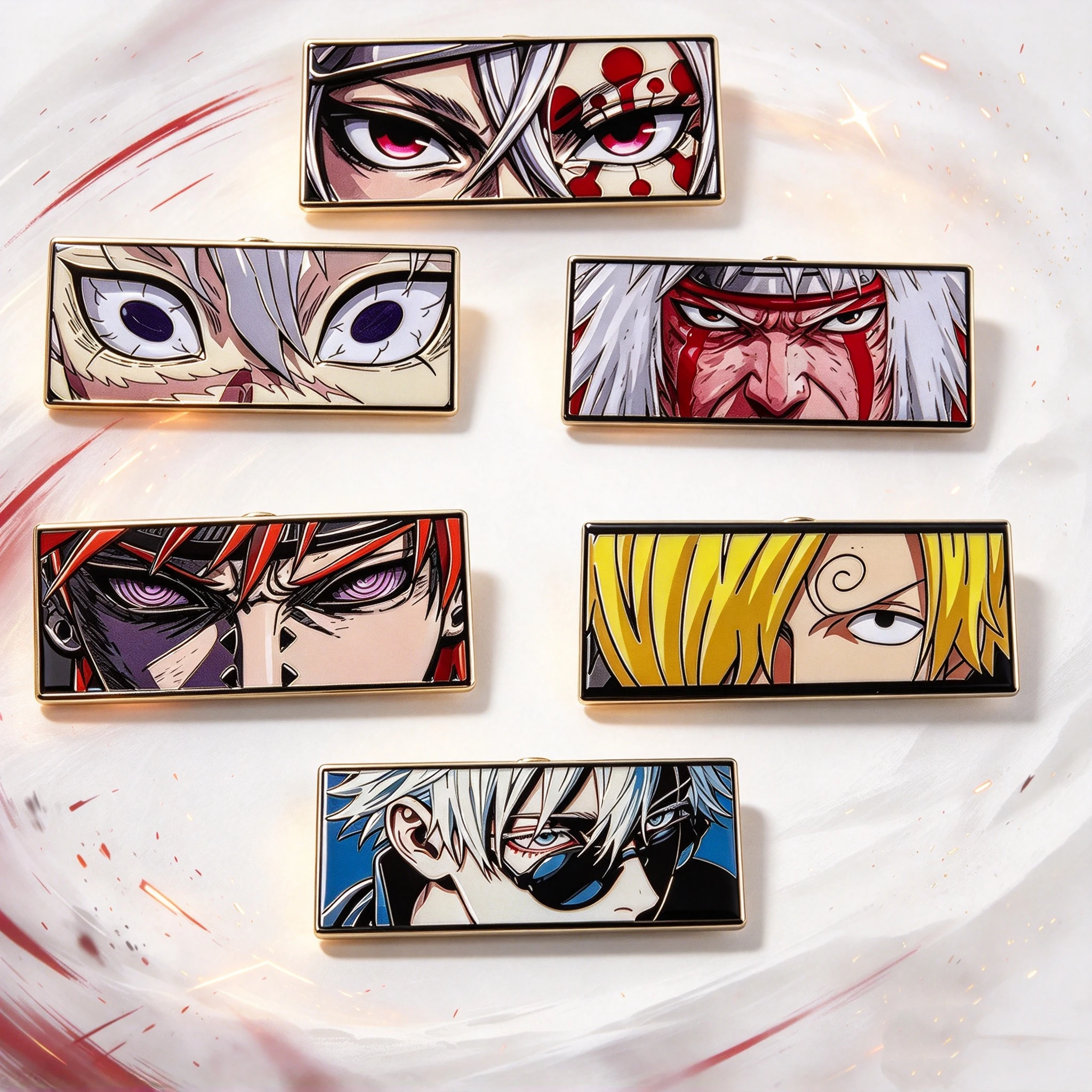 6Pcs Anime Character Eyes Rectangular Enamel Pins, Manga Style Brooch Badge, Decor Pins for Backpack Jacket