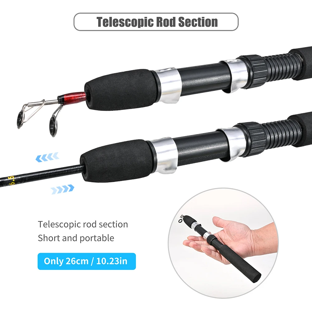 1 Set Fishing Rod With Fishing Reel Short Portable Mini Winter Outdoor Ice Fishing Stretch Rod Tools Accessories view 2