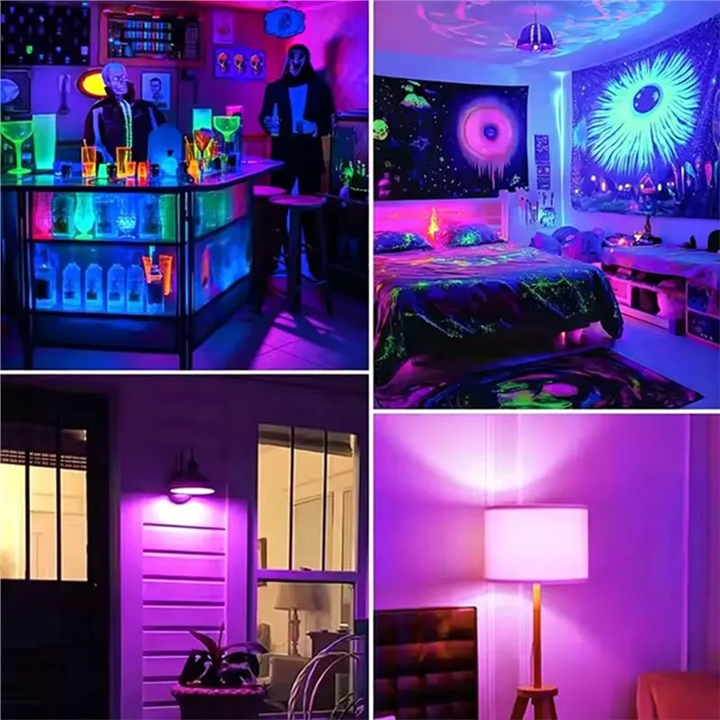 Stable Performance 2 Pcs E27 LED Black Light Bulb A19 9W UV Black Light UVA 395Nm Glow In The Dark For Blacklights Masquerade