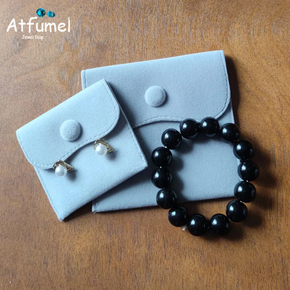 Velvet Jewellery Packaging Bag Snap Fastener Necklace Earring Gift Pouch Bracelet Ring Storage Bag Beads Jewellery Storage Pouch