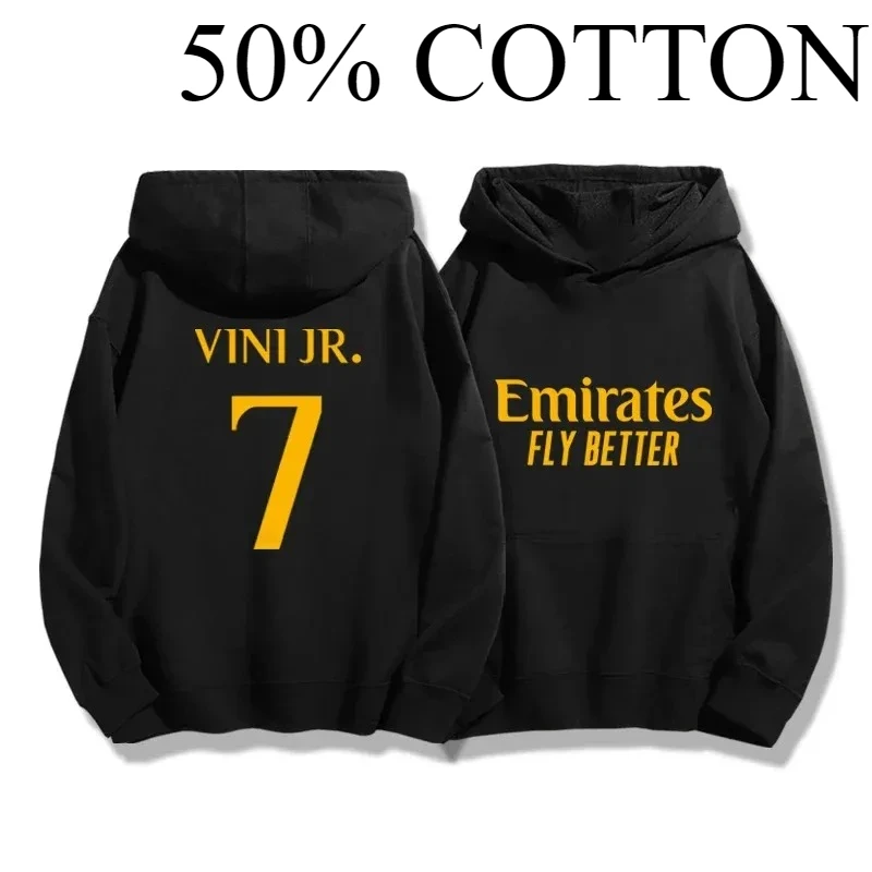 Sudadera con capucha de fútbol para hombre Otoño_Invierno Madrid 7_10 Entrenamiento deportivo Sudadera con capucha para correr Abrigo de moda informal holgado de calle para mujer