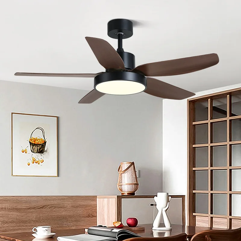 Restaurant Fan-Style Ceiling Lamp Simple Macaron Living Room Electric Fan Lamp Home Bedroom Frequency Conversion Fan Lamp