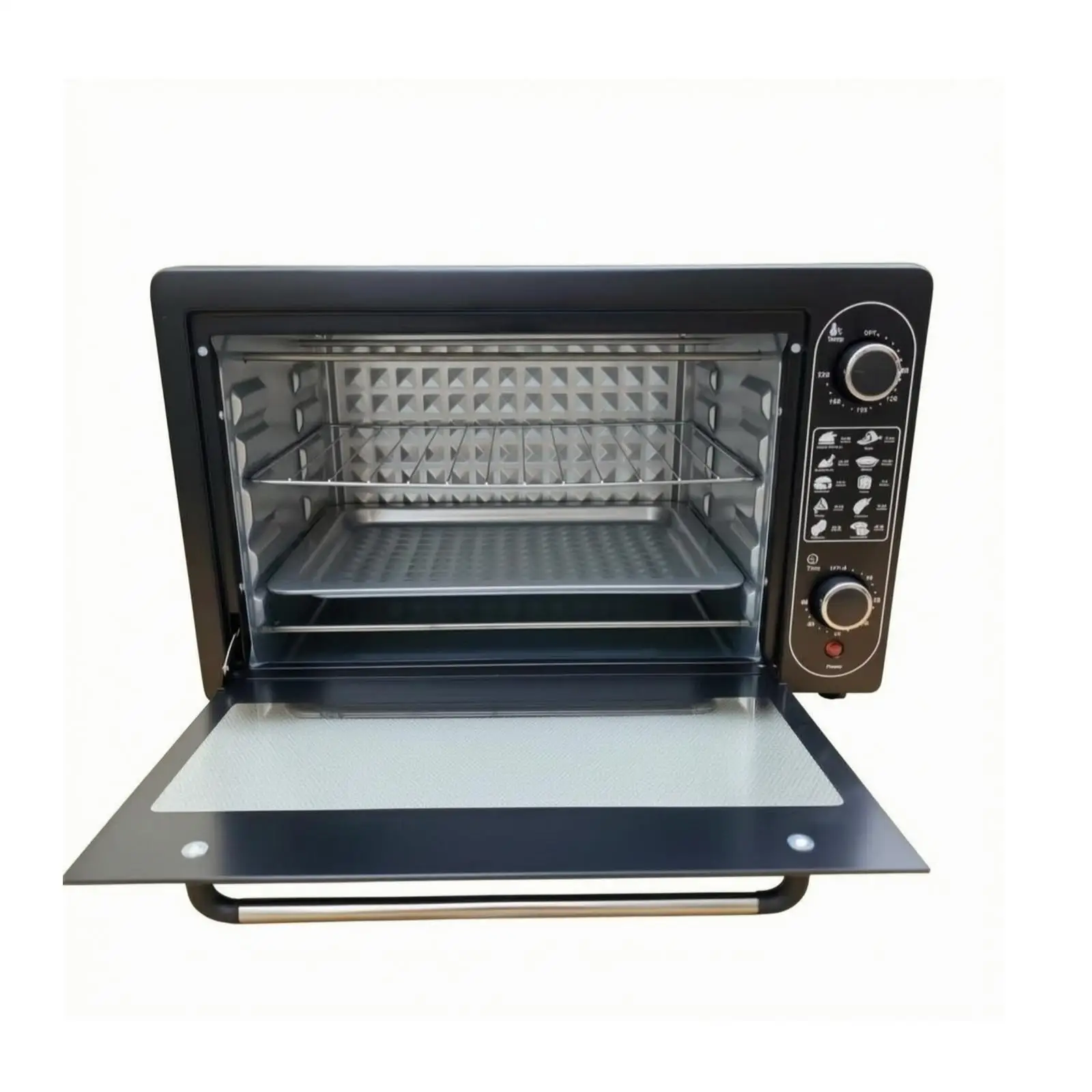 Home Electric Oven with Mechanical Controls Auto Off Function and Glass Door for Roasting and Baking in Kitchen