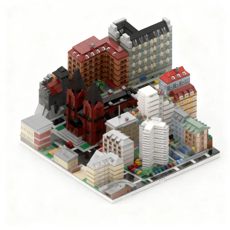 7166pcs MOC Micropolis Collection 4 16 Nice Fitting Modules Architecture Model Building Blocks Assemble 3D Display Birthday