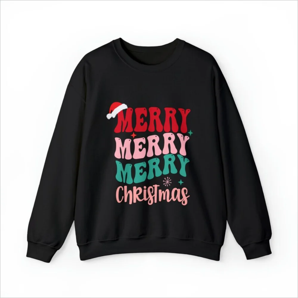 Merry Christmas Sweatshirt Women Autumn Crewneck Pullover Casual Long Sleeve Top Clothing