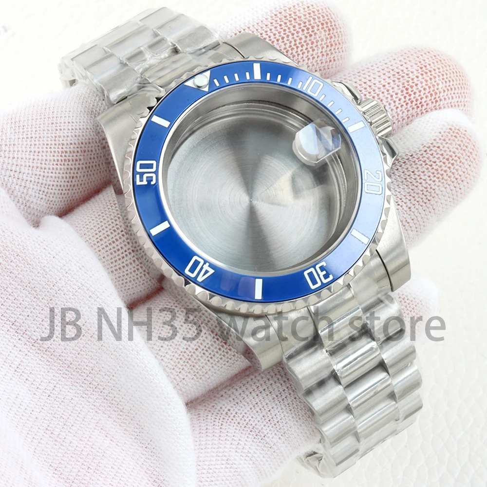 40 مللي متر NH35 حالة الياقوت الزجاج ل Sub NH34 NH35 NH36 NH38 حركة الصلبة 316L الفولاذ المقاوم للصدأ سوار الرئاسية 28.5 مللي متر الهاتفي