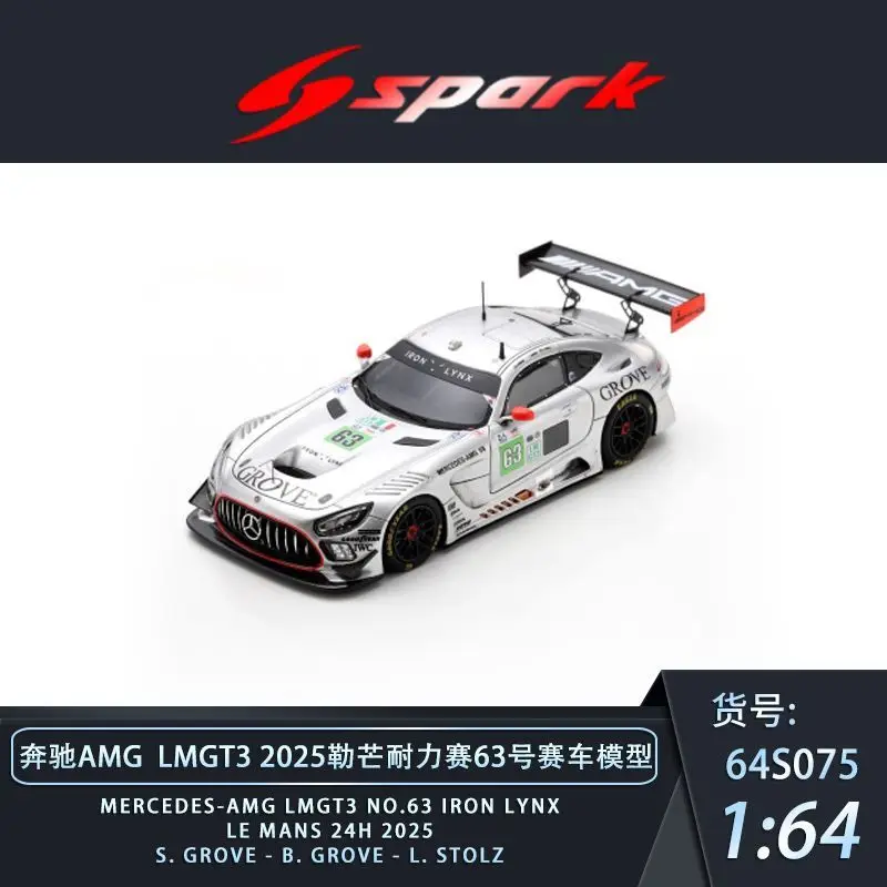 

Spark 1:64 Mercedes-AMG LMGT3 No.60 No.61 No.63 IRON LYNX Le Mans 24H 2025 Alloy Car Model