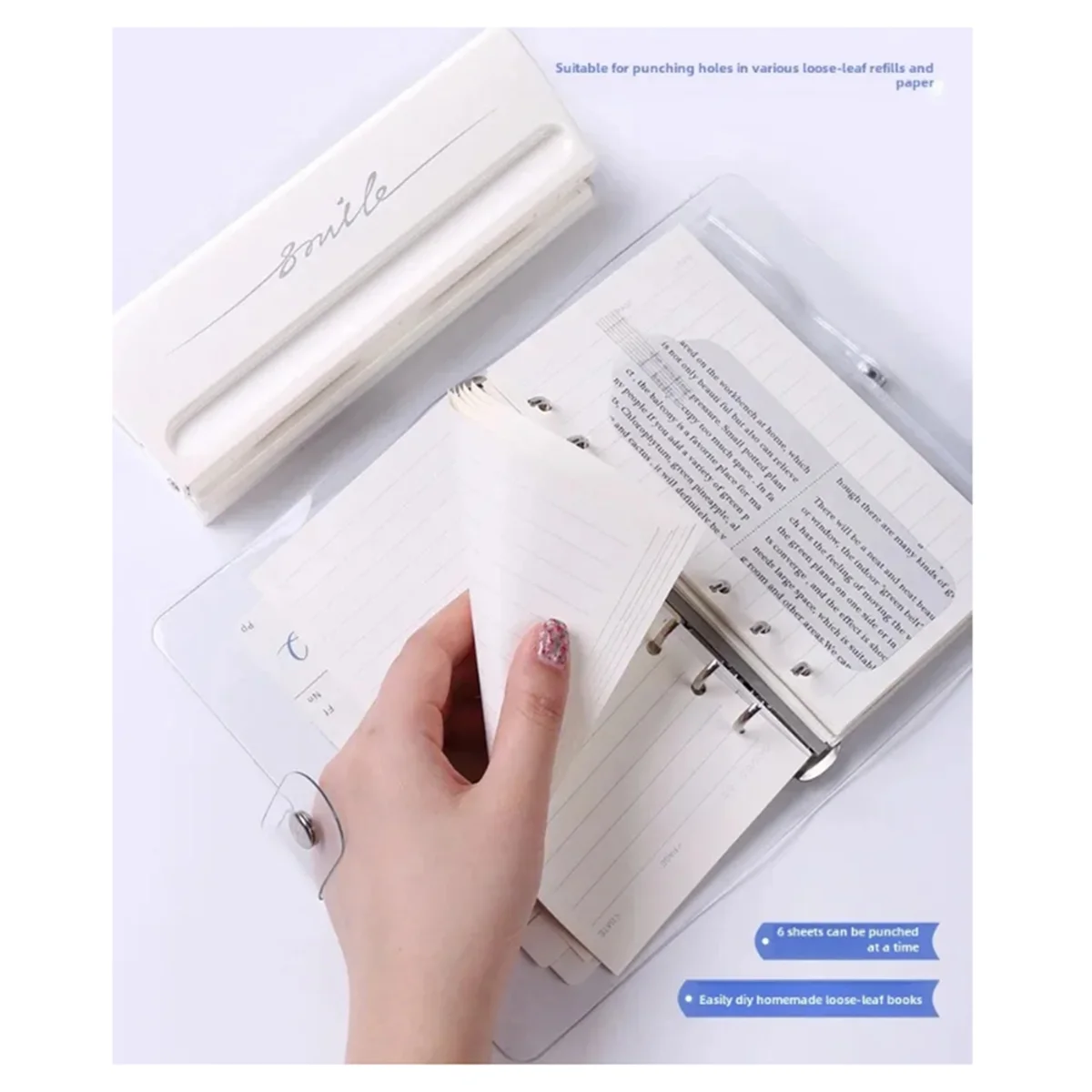 A20M 9170 آلة ثقب قابلة للتعديل 6 فتحات مسافة قابلة للتعديل ثقب الورق الناخس الموثق ثقب الصفحة الداخلية لكمة