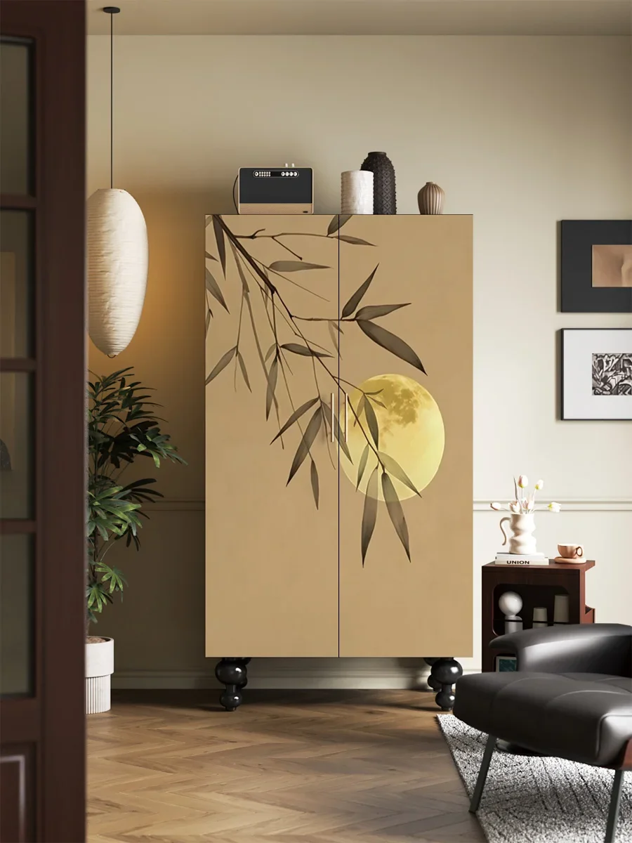 

Retro wardrobe living room decorative cabinet bedroom solid wood against the wall
