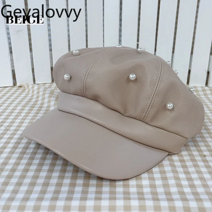 sweet-and-cutewomen's-berets-vintage-versatile-sweet-pearl-pu-leather-news-girl-hats-hexagon-cap-2026-new-summer-autumn-beret