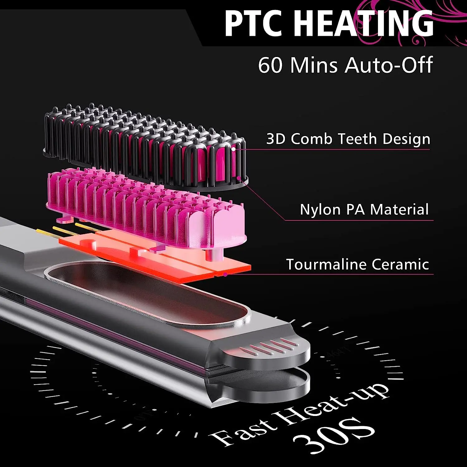 Женский выпрямитель для волос 3-в-1, щипцы для завивки волос, электрическая горячая расческа, керамическая ионная щетка для волос с быстрым нагревом