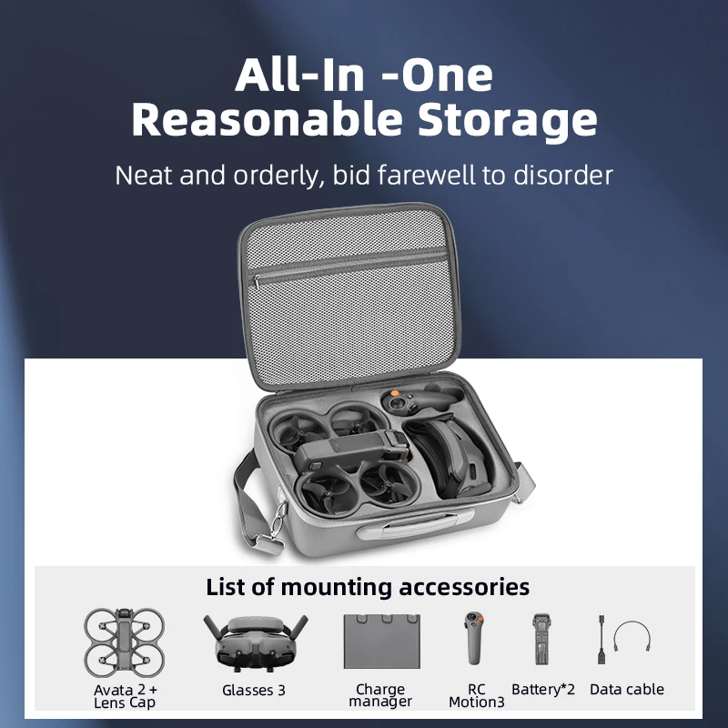 BRDRC Carrying Case/Handbag For DJI Avata 2, PU Anti-scratch Large Capacity Storage Bag With Shoulder Strap Avata 2 Accessories