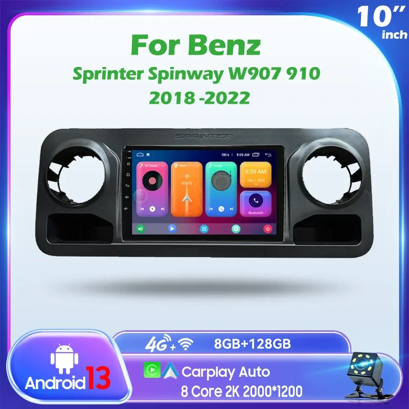 Car Multimedia Player For Benz Sprinter Spinway W907 910 2018 -2022 LHD 2K QLED Android 13 Car Radio Video GPS AI Voice CarPlay