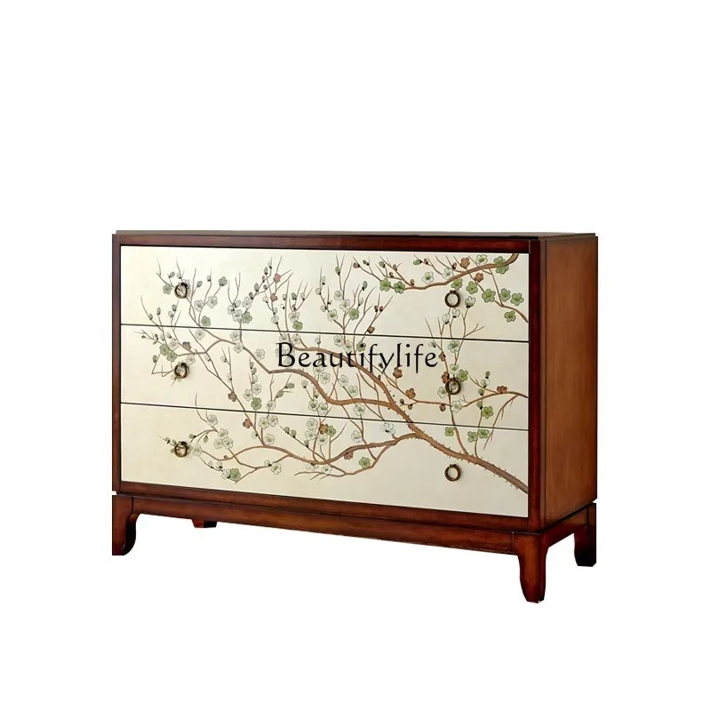

New Chinese porch cabinet painted Chinese dining side cabinet art locker bedroom