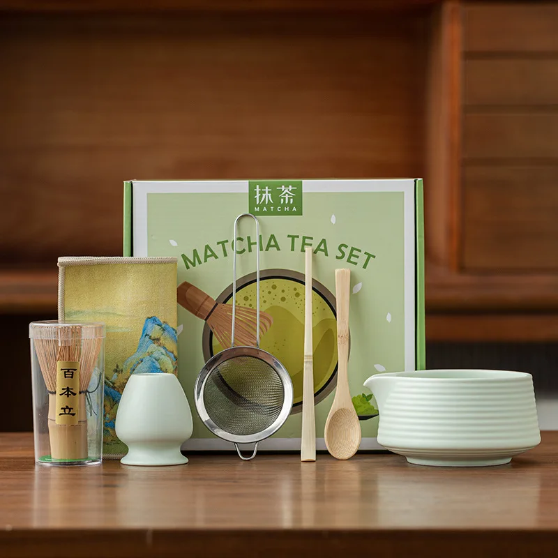 Japanese Style Matcha Tea Set Matcha Bowl Ceramic Kiln Change Japanese Matcha Whisking Set Bamboo Matcha Brush Tea Ceremony