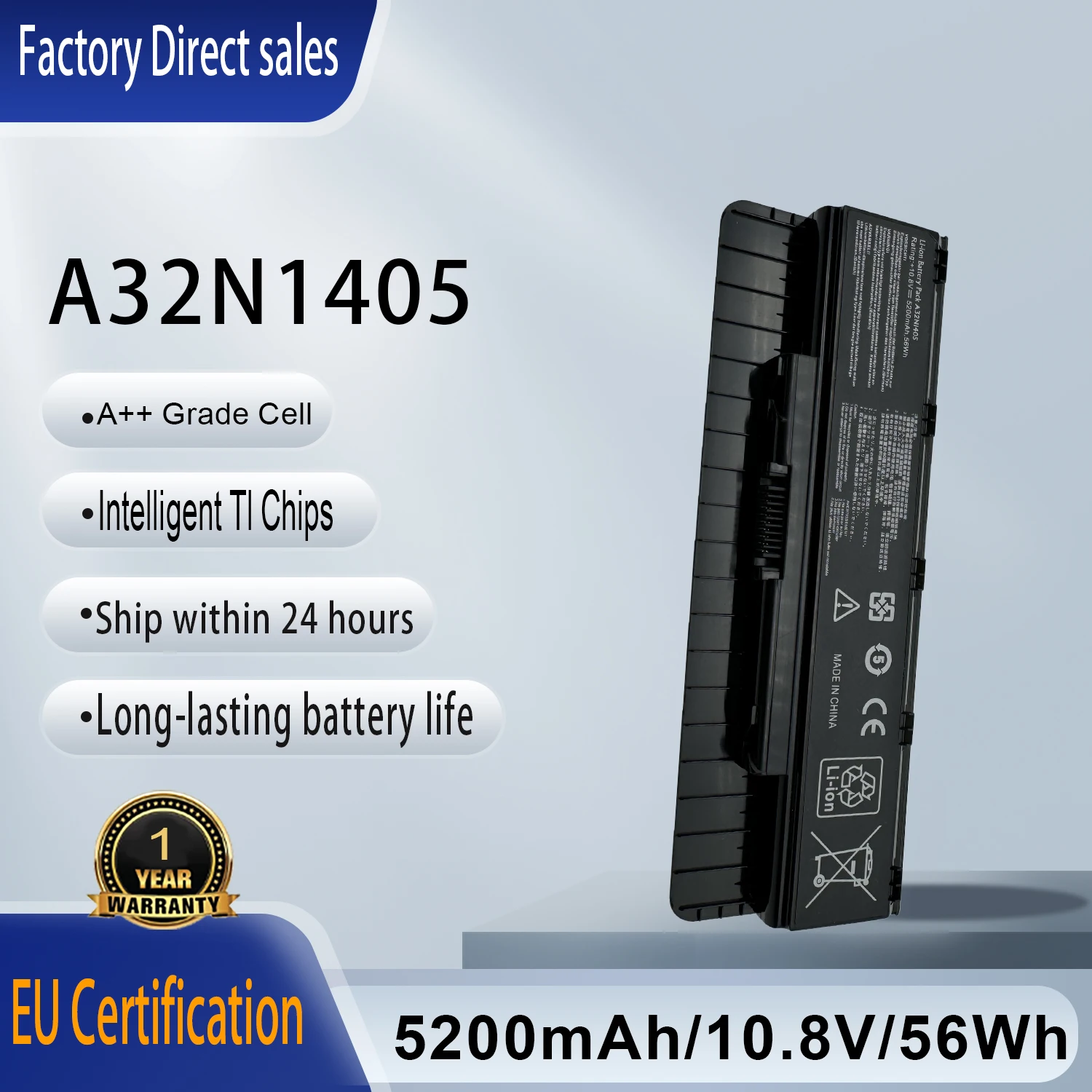 

New A32N1405 A32LI9H Laptop Battery For Asus ROG G551 G551J G551JK G551JM G581JM G771 G771JK G771JM G771JW G551JK 0B110-00300000
