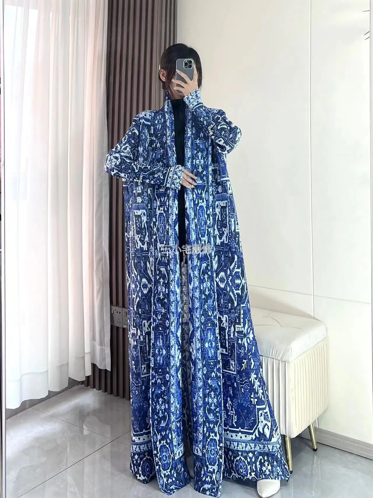 

Pleated 2024 Summer New Long Loose Plus Size Premium Quality Arabic Women 's Robe Cardigan Design Traditional Luxury Trench