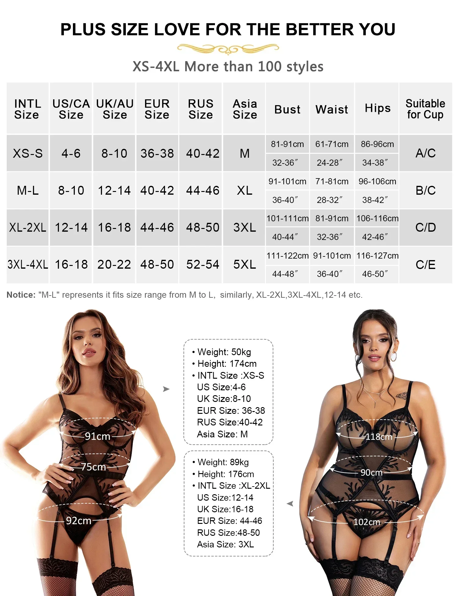 Comeondear Women Sexy Nightgown Black Plus Size Babydoll Lingerie Embroidery Sleepwear Suspender Dress Garter Belt for Stockings