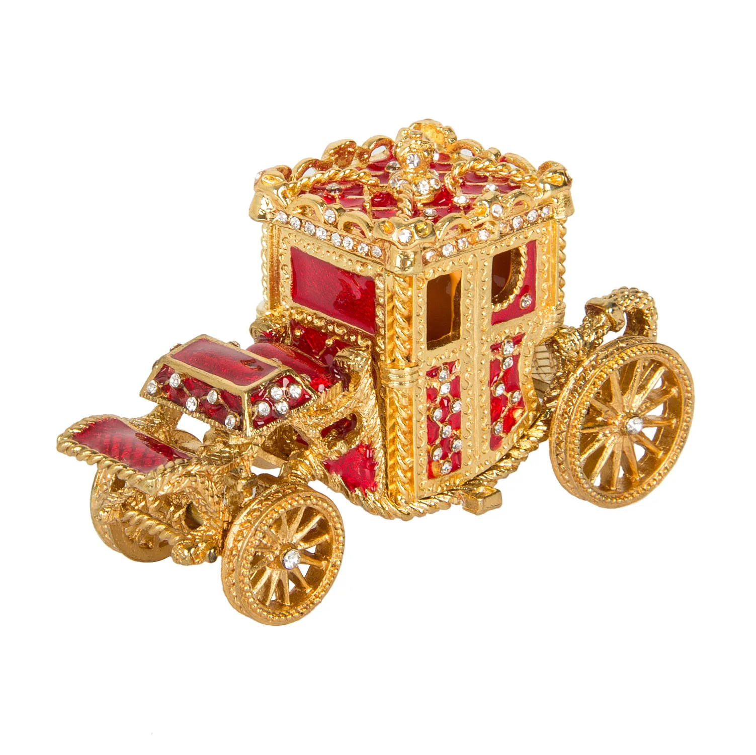 

Metal enamel diamond carriage exquisite jewelry storage box