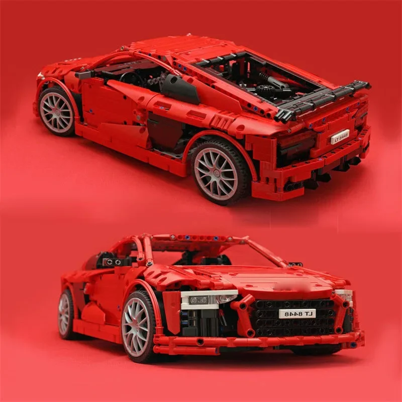 R8スーパーカービルディングブロックモデル,スポーツカーシリーズ,高ステッチ,大人と子供へのギフト,新しいMOC-4463