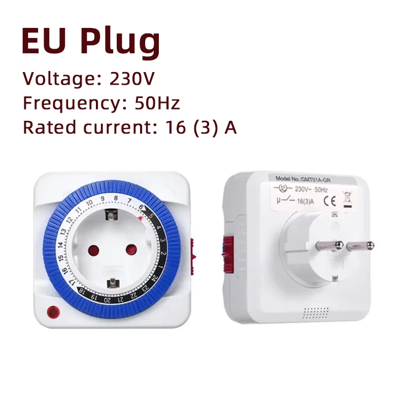 EU/US 24 ชั่วโมง Timer Switch Timer Plug in Mechanical Grounded โปรแกรมสมาร์ทนับถอยหลัง Loop สวิตช์ซ็อกเก็ตปิดอัตโนมัติ