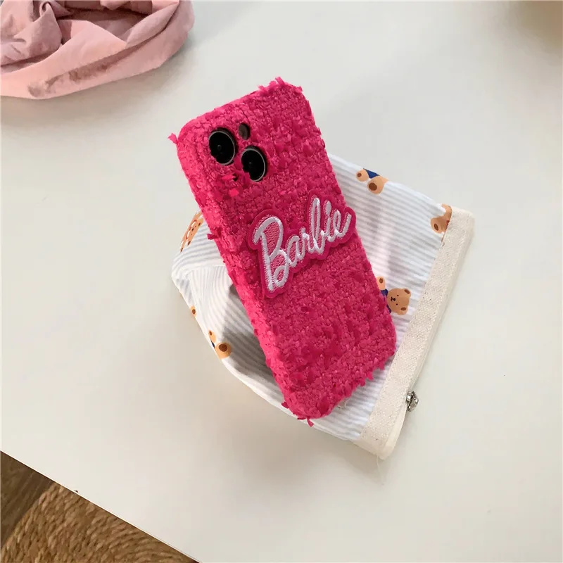 Barbie Case para IPhone 14 13 12 11 Pro Max, Moda Kawaii, Bonito Cor Sólida, À Prova de Choque, Antiderrapante Shell Macio, Capa Protetora Presente