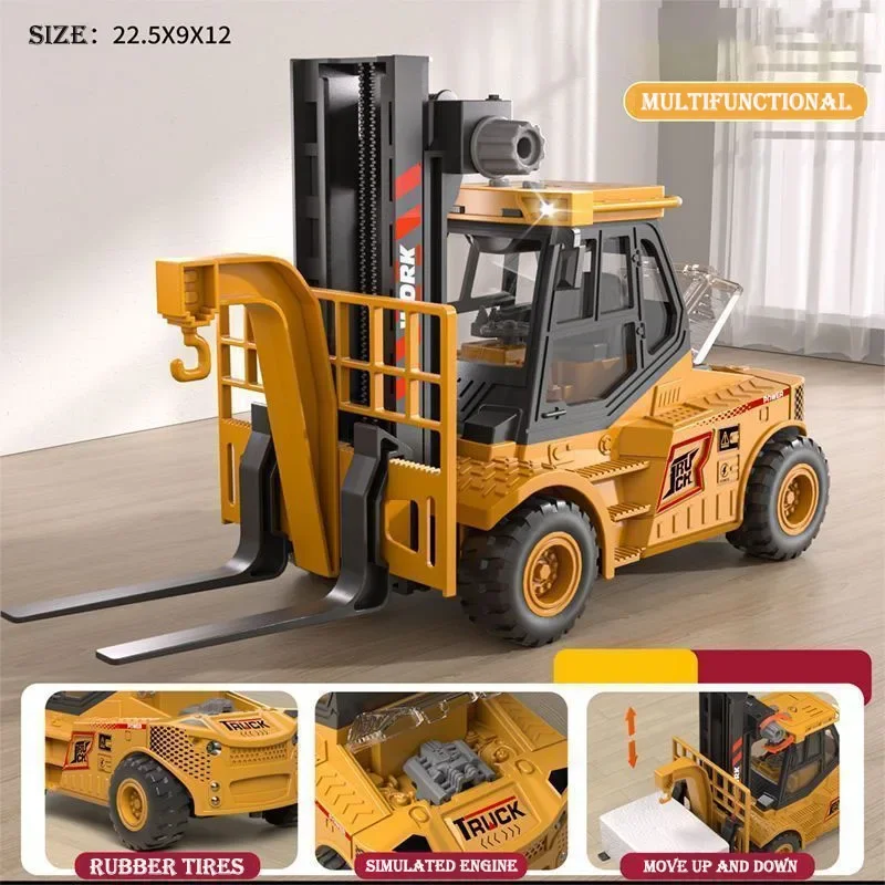 

2025 Новый большой звуковой и легкий вилочный погрузчик, детский инженерный автомобиль, подъемный вилочный погрузчик, подарочные игрушки для мальчиков