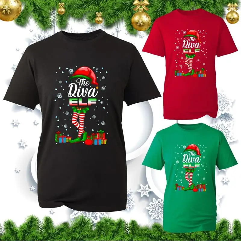 

Merry Christmas The Diva Elf T Shirt Funny Xmas Celebrity Party Wear Top