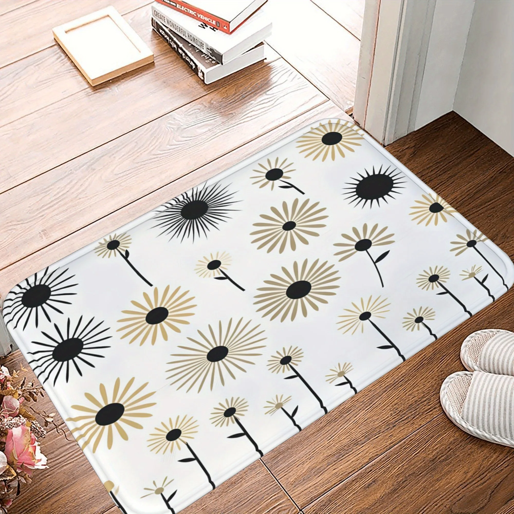 

1PC Flowers Pattern Kitchen Rug Non-Slip Door Mat Pop design Bathroom Rug Bath Mat Carpet for Home Sink Laundry Decoreeree