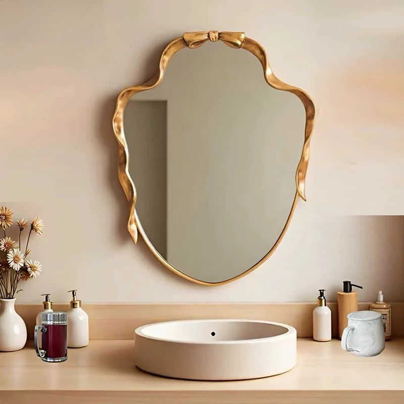 

Wall Irregular Toilet Smart Shower Bathroom Lighted Mirror Led Wood Vintage Ornate Bathroom Mirror Baroque Home Furniture
