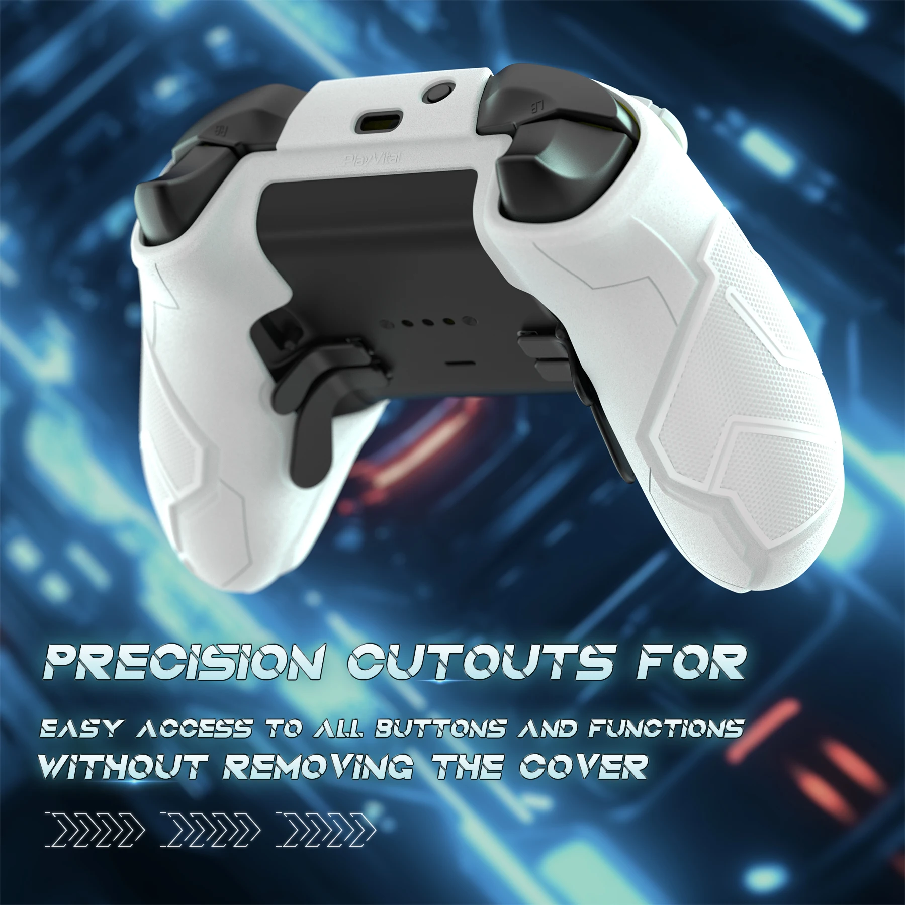Cover in silicone per Xbox Elite 2 e Elite Series 2 Core, PlayVital Stellar Mecha Protector con impugnature e adesivi per pollice, bianco