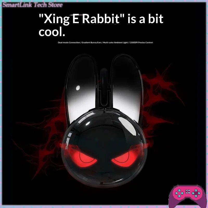 MOFII M6C Mouse Evil Rabbit Dual Mode Wireless Bluetooth Mouse Cute Glowing Ergonomic Mouse For Laptop iPadGifts